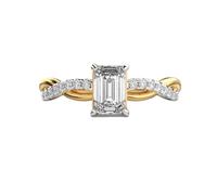 Bague délicate Massetto Tina demi-éternité en argent sterling 925 | Plaqué or | Bagues de luxe faites main avec moissanite, émeraude et forme ronde | LKJR_0296