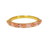 Bague demi-alliance en argent sterling 925 sertie d'un saphir rose naturel | Anneau plaqué or et pavé de diamants | LK_DHR_1012