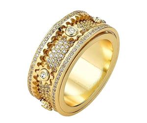 Bague d'engrenage - Conscience mécanique Full Gem Starry Fidget - Bague de sensibilisation de transition de style sans effort avec engrenages, centrage d'attention pour fêtes au bureau, Ca,
