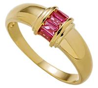 Bague Designer Alliance Or 18 Carats Couple Jaune Tourmaline avec Un Rectangle Créé en Rubis Taille Épouse pour Mère Mariage Bijoux
