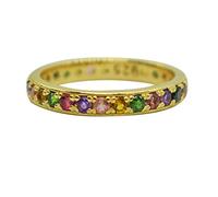 Bague d'éternité avec pierres précieuses naturelles 925, plaqué or jaune 925, bijou de fiançailles U 1/2, U 1/2, pierre précieuse, pierre précieuse multiple.