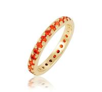 Bague d'éternité avec pierres précieuses naturelles en cornaline plaqué or jaune 925, bijoux de fiançailles T 1/2, T 1/2, pierre précieuse, cornaline