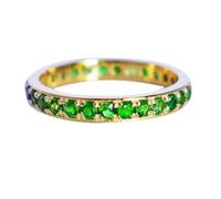 Bague d'éternité avec pierres précieuses naturelles en diopside chromé, plaqué or jaune 925, bijoux de fiançailles U 1/2, U 1/2, pierre précieuse, chromodiopside