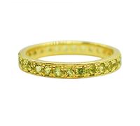 Bague d'éternité avec pierres précieuses naturelles péridot plaqué or jaune sterling 925, bijou de fiançailles T 1/2, T 1/2, pierre précieuse, péridot