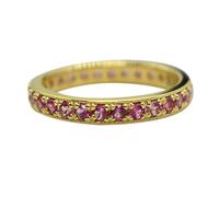 Bague d'éternité avec pierres précieuses naturelles saphir rose plaqué or jaune sterling 925, bijou de fiançailles V 1/2, V 1/2, pierre précieuse, saphir rose