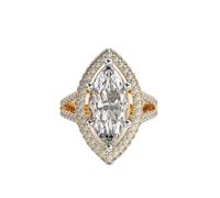 Bague d'éternité classique en argent sterling 925 | Plaqué or | Avec moissanite, marquise et forme ronde | Bagues de luxe faites main pour femme | LKJR_0102