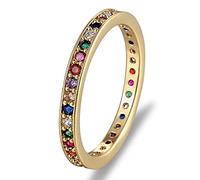 Bague d'éternité colorée CZ Mince Bague de fiançailles Maigre Mariage Pierre de Naissance Couleur Arc-en-Ciel Classique Simple Cercle Rond Anneaux