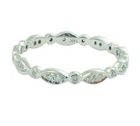 Bague d'éternité en argent sterling 925 avec pierre CZ naturelle couleur incolore | Anneau plaqué argent serti de diamants pavés | LK_DHR_0721