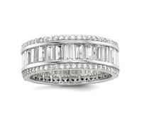 Bague d'éternité en argent sterling 925 et zircone cubique ronde pour femme, US 7 | EU 55.25 | DE 17.25 | JP 14 | UK O, Zircone cubique Pierre précieuse Métal, Zircone cubique