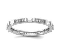 Bague d'éternité en argent sterling 925 plaqué rhodium avec micro pavé et baguette CZ imitation diamant Taille 8 pour homme et femme