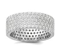 Bague d'éternité en argent sterling 925 plaqué rhodium avec zircone cubique de 6 mm pour homme et femme Taille 8