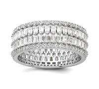 Bague d'éternité en argent sterling 925 plaqué rhodium avec zircone cubique imitation diamant pour homme et femme, 8, Zircone cubique Pierre précieuse Métal, Zircone cubique