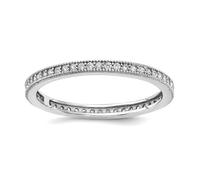 Bague d'éternité en argent sterling 925 plaqué rhodium avec zircone cubique taille 6 pour femme 1,9 mm