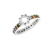 Bague d'éternité en forme d'étoile avec pierres précieuses naturelles multicolores et argent sterling 925 massif pour mariage J à X, M 1/2, Pierre précieuse., Pierre précieuse multiple.