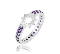 Bague d'éternité en forme d'étoile avec pierres précieuses naturelles multicolores et argent sterling 925 massif pour mariage J à X, R 1/2, Pierre précieuse., Améthyste