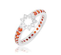 Bague d'éternité en forme d'étoile avec pierres précieuses naturelles multicolores et argent sterling 925 massif pour mariage J à X, O 1/2, Pierre précieuse., Cornaline