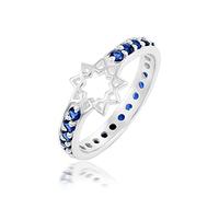 Bague d'éternité en forme d'étoile avec pierres précieuses naturelles multicolores et argent sterling 925 massif pour mariage J à X, O 1/2, Pierre précieuse., Saphir bleu