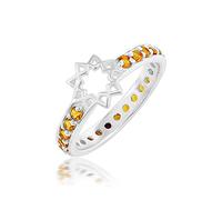 Bague d'éternité en forme d'étoile avec pierres précieuses naturelles multicolores et argent sterling 925 massif pour mariage J à X, M 1/2, Pierre précieuse., Citrine