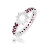 Bague d'éternité en forme d'étoile avec pierres précieuses naturelles multicolores et argent sterling 925 massif pour mariage J à X, V 1/2, Pierre précieuse., Grenat