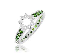 Bague d'éternité en forme d'étoile avec pierres précieuses naturelles multicolores et argent sterling 925 massif pour mariage J à X, K 1/2, Pierre précieuse., Chrome diopside