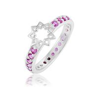 Bague d'éternité en forme d'étoile avec pierres précieuses naturelles multicolores et argent sterling 925 massif pour mariage J à X, R 1/2, Pierre précieuse., Saphir rose