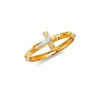 Bague d'éternité en or jaune 14 carats avec crucifix latéral pour femme, US 8 | EU 57.75 | DE 18 | JP 16 | UK Q, Or Métal Or jaune, Aucune pierre précieuse