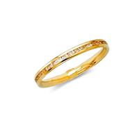Bague d'éternité en or jaune 14 carats avec zircone cubique de 2 mm pour homme et femme, US 9 | EU 60 | DE 19 | JP 18 | UK R 3/4, Zircone cubique Or Zircone cubique Pierre précieuse Doré, Zircone
