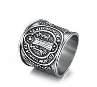 Bague d'exorcisme de Saint Benoît pour homme et femme - Bague de protection croisée chrétienne de saint Jésus - Bague d'exorcisme - Bague intermédiaire - Cadeau religieux - En acier inoxydable
