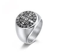 Bague d'exorcisme pour homme en acier inoxydable avec croix catholique romaine protection fantôme chasseur chrétien saint phalange bague de marque sacrée cadeau religieux pour homme femme père