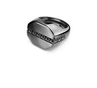 Bague Dextera, Forme octogonale, Taille ronde, Noire, Métal plaqué ruthénium 50-55