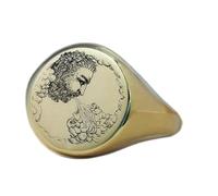 Bague « dieu du vent » ronde | Argent sterling 925 plaqué or | Bijou cadeau, chevalière style vintage, bijou hypoallergénique fait main | LK_PDR_01723_6