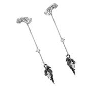 Bague d'oreille à clipser en forme d'animal mystérieux - Bijou noir unisexe gothique avec détails roses - Pendentif élégant - Cadeau animal