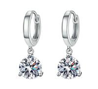 Bague d'oreille classique à trois griffes en argent sterling avec pierre Mosang Bijoux géométriques européens et américains, Métal