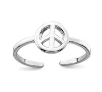 Bague d'orteil en argent sterling 925 plaqué rhodium avec signe de paix pour femme