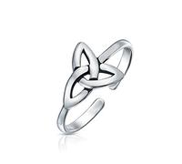 Bling Jewelry Bague Midi Pour Femmes Ados En Argent Sterling 925 Oxydé, Ajustable, En Forme De Nœud De Trinité Celtique, Avec Cercle De Triquetra.