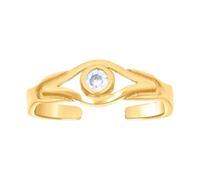 Bague d'orteil pour femme en or jaune 14 carats avec faux diamant mauvais œil porte-bonheur 5 x 2,4 mm