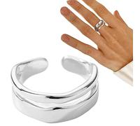 Bague Double Ban,Bagues d'anxiété Ouvertes en Argent Sterling 925 pour Femmes - Bagues empilables réglables, pour Petite Amie, Bague méditation, Bague Cadeaux