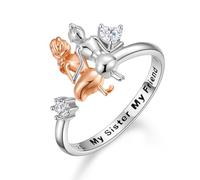 Bague double cœur réglable en argent sterling Always My Sister Forever My Friend, taille 5-9