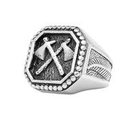 Bague Double Hache Nordique Viking Pour Homme - Bague Pirate Vintage Cool en Acier Inoxydable - Amulette Médiévale Hip Hip Fashion Punk Slave Pagan Amulette Bijoux Taille 7-13