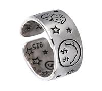 Bague d'ouverture de dés en forme d'étoile avec visage souriant, taille unique, comme décrit, bijoux élégants pour tenues tendance et élégantes, bijoux rétro, taille unique, comme décrit, comme décrit