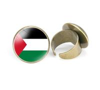 Bague Drapeau De La Palestine - Géométrique Créatif Drapeau De La Palestine Art Bague À Bouche Ronde Pour Femme, Bague Ouverte Ajustable À La Mode, Bague De Promesse, Bijoux Cadeaux, Comme In