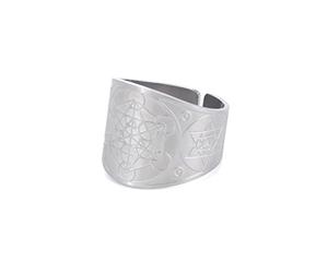 Bague du Sceau des 7 Archanges Cube de Metatron Sceau de Lilith - Symbole Biblique, Amulette Talisman Religieuse en Acier Inoxydable - Cadeaux pour Hommes et Femmes