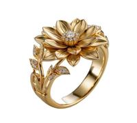 Bague élégante en forme de fleur incrustée de zircon pour femme - Accessoire tendance pour un rendez-vous quotidien, un dîner, un banquet, des vacances, une fête, une tenue de rue