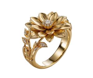 Bague élégante en forme de fleur incrustée de zircon pour femme - Accessoire tendance pour un rendez-vous quotidien, un dîner, un banquet, des vacances, une fête, une tenue de rue