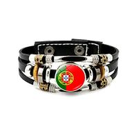 Bague Élégante Géométrique Portugal Drapeau Art, Bracelet Réglable Bracelet En Cuir Accessoire Cadeau Tendance Casual Spirituel Punk Vintage Perles Enfant Couple Cadeaux Pour Femmes Hommes,Image