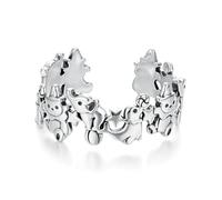 Bague Éléphant Dauphin En Argent Sterling 925 Pour Femme, Bague Ouverte Amusante En Forme D'animal De Cirque