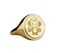 Bague éléphant en argent sterling 925 plaqué or | Chevalière ovale 15 x 13 mm | Taille de l'anneau : 5-12,5 US | Avelaibal | LKDR_0514