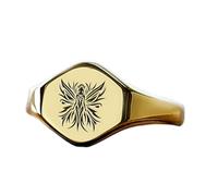 Bague elfique gravée de forme hexagonale | Argent sterling 925 plaqué or | Bijou cadeau, chevalière style vintage, bijou hypoallergénique fait main | LK_PDR_01673_9