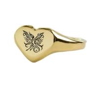 Bague elfique gravée en forme de cœur | Argent sterling 925 plaqué or | Bijou cadeau, chevalière style vintage, bijou hypoallergénique fait main | LK_PDR_01674_8