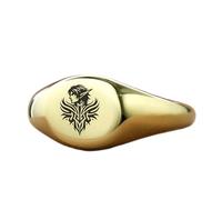 Bague elfique ovale | Argent sterling 925 plaqué or | Bijou cadeau, chevalière style vintage, bijou hypoallergénique fait main | LK_PDR_01701_6.5